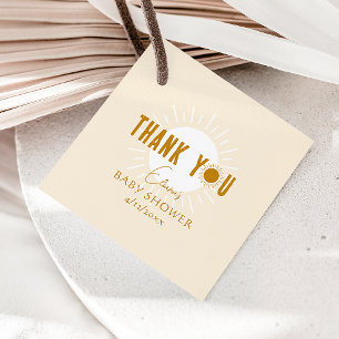 Étiquettes Cadeau Baby shower Boho Sunshine Carré Merci