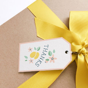 Étiquettes-cadeau Baby shower botanique jaune citron