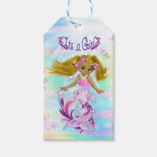 Étiquettes-cadeau Baby shower Bubbles & Baby Mermaids