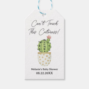 Étiquettes-cadeau Baby shower Cactus "Can’t Touteness This Cuteness"