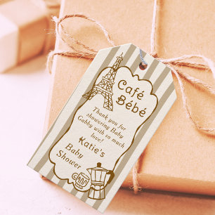 Étiquettes-cadeau Baby Shower Café Bébé Paris Salon de Thé pour Bébé