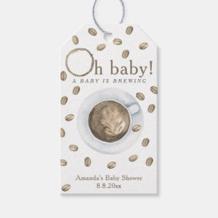 Étiquettes-cadeau Baby shower Café - Un bébé est en train de mijoter