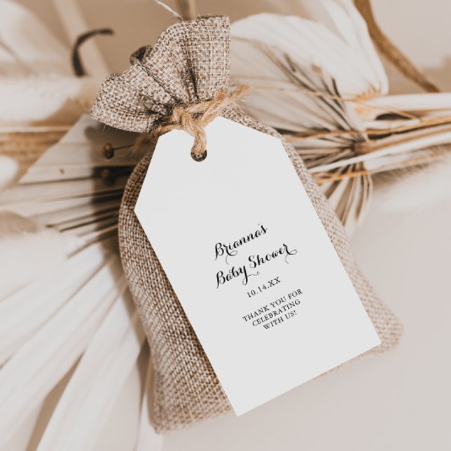 Étiquettes-cadeau Baby Shower Calligraphie Moderne (Créateur téléchargé)