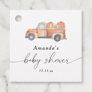 Étiquettes Cadeau Baby shower camion citrouille automne