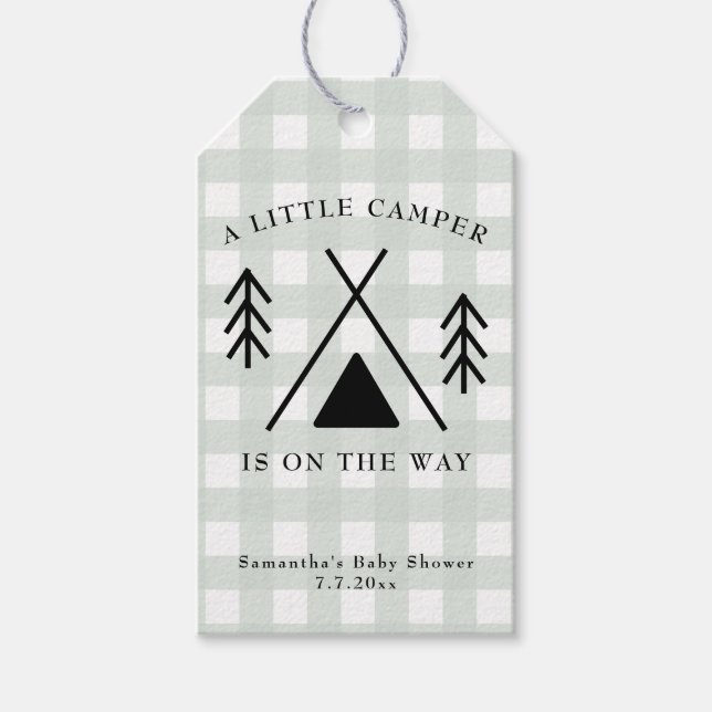 Étiquettes-cadeau Baby-shower camping (Devant)