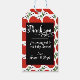 Étiquettes-cadeau Baby shower cerise Twins Merci