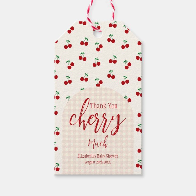 Étiquettes-cadeau Baby shower cerises (Devant)