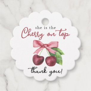 Étiquettes Cadeau Baby shower cerisier - Merci