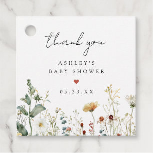 Étiquettes Cadeau Baby Shower Champ de Fleurs Sauvages d'Été