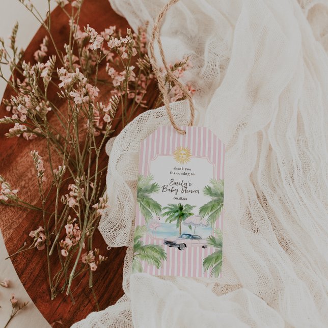 Étiquettes-cadeau Baby shower Chic Retro Palm Springs (Créateur téléchargé)