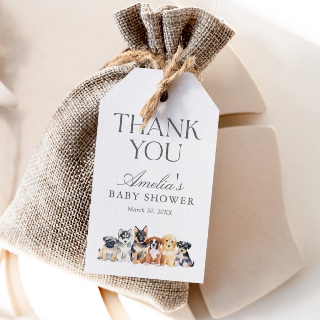 Étiquettes-cadeau Baby Shower Chien Chiot (Créateur téléchargé)