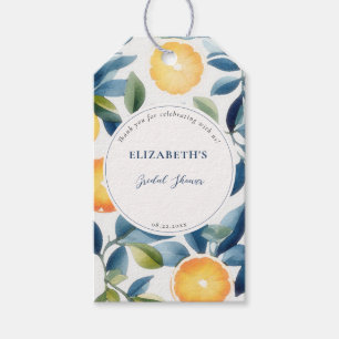 Étiquettes-cadeau Baby Shower Citron Aquarelle Moderne Orange Bleu
