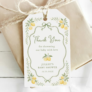 Étiquettes-cadeau Baby Shower Citron Floral Citronique