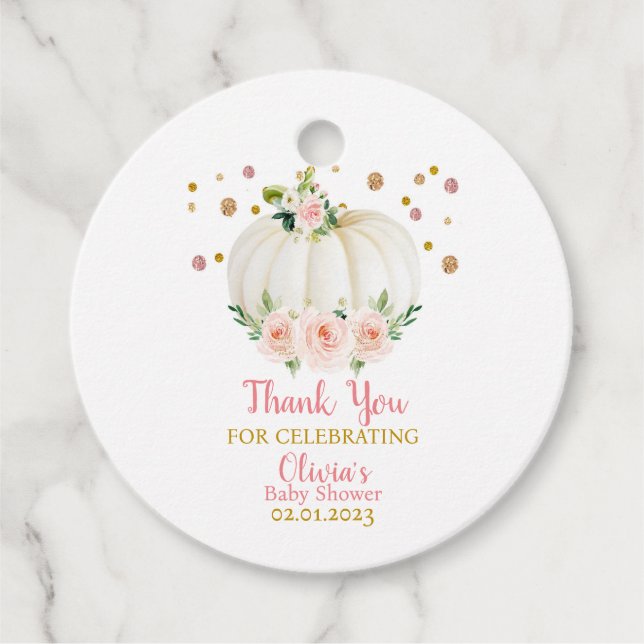 Étiquettes Cadeau Baby shower citrouille (Devant)