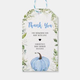Étiquettes-cadeau Baby shower Citrouille bleu vert Favoriser les éti