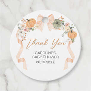 Étiquettes Cadeau Baby shower Citrouille Orange Bow