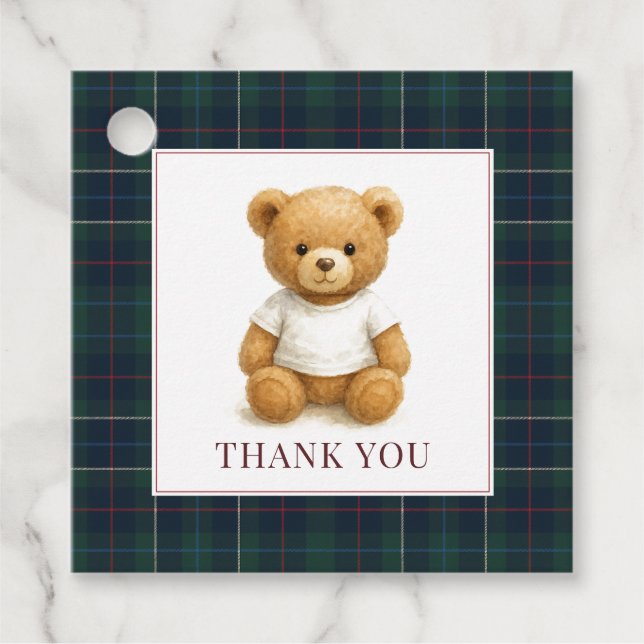 Étiquettes Cadeau Baby shower classique préppie à oreilles (Devant)