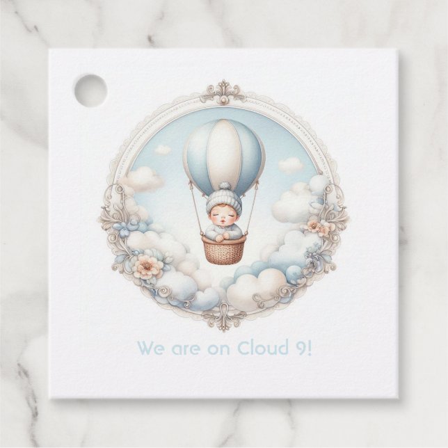 Étiquettes Cadeau Baby Shower Cloud 9 (Devant)