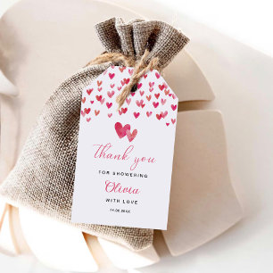 Étiquettes-cadeau Baby shower coeur doux