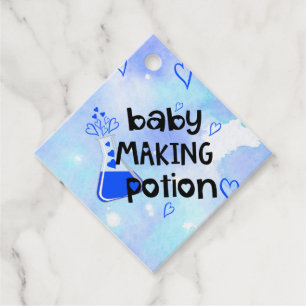 Étiquettes Cadeau Baby shower Coeurs Bleus Baby Making Potion