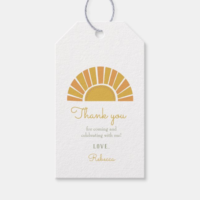 Étiquettes-cadeau Baby shower coloré Boho Sun (Devant)