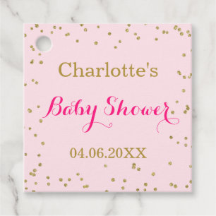 Étiquettes Cadeau Baby shower Confetti de Parties scintillant or ros