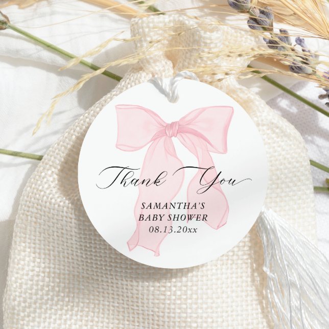 Étiquettes Cadeau Baby shower coquette à la botte rose (Créateur téléchargé)