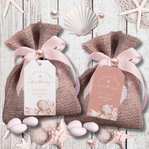 Étiquettes-cadeau Baby shower côtier chic rose poire