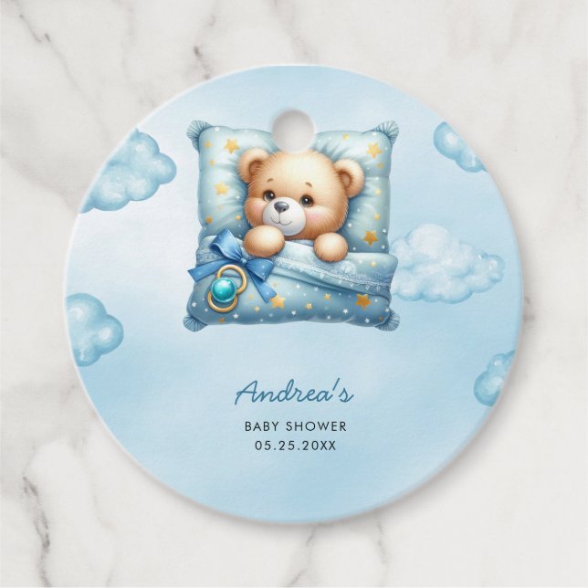 Étiquettes Cadeau Baby shower coussin Teddy Bear (Devant)