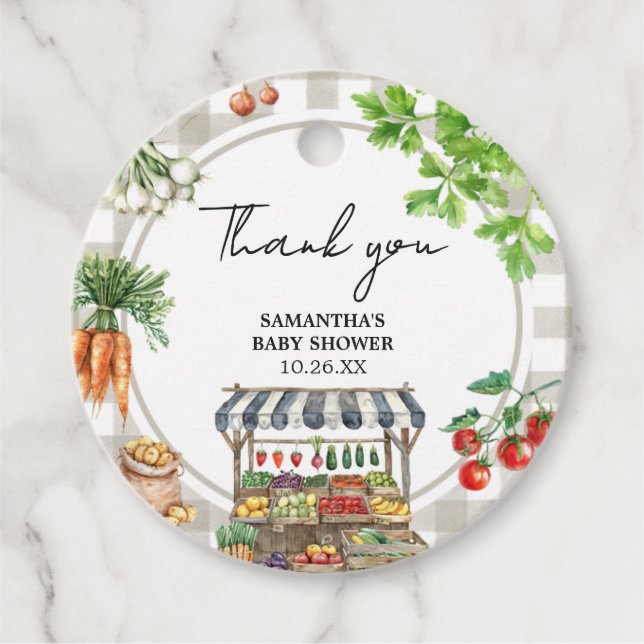 Étiquettes Cadeau Baby shower cultivé localement (Devant)