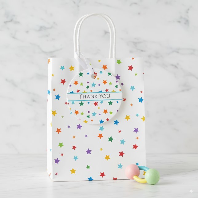 Étiquettes Cadeau Baby shower d'adoption Merci Étoiles brillantes (Bright stars party favor thank you tag)