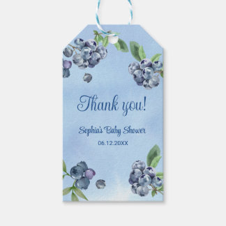 Étiquettes-cadeau Baby shower d'aquarelle de bleuets doux Merci