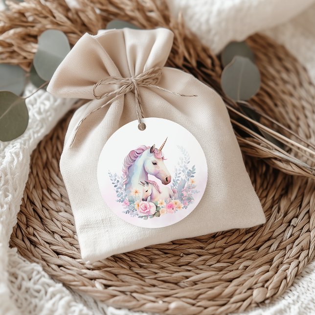 Étiquettes Cadeau Baby shower d'aquarelle de la licorne de printemps (Spring Unicorn Watercolor Baby Shower Favor Tags)