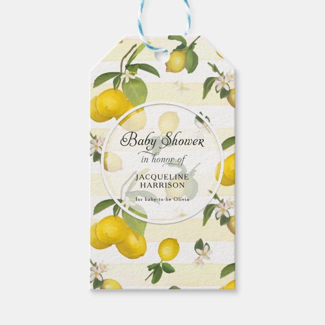 Étiquettes-cadeau Baby shower d'aquarelle Fleur Citrus Fleur de Citr (Devant)