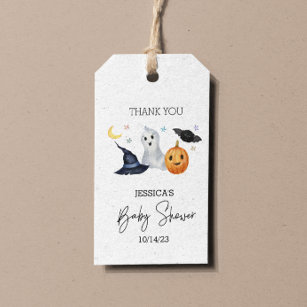 Étiquettes-cadeau Baby shower d'aquarelle Halloween Little Boo