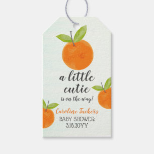 Étiquettes-cadeau Baby shower d'aquarelle orange Little Cutie Favori