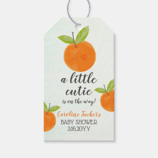 Étiquettes-cadeau Baby shower d'aquarelle orange Little Cutie Favori