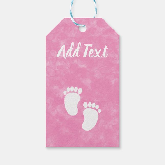 Étiquettes-cadeau Baby shower d'aquarelle rose pieds (Devant)