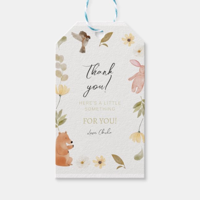 Étiquettes-cadeau Baby shower d'aquarelle vert crème (Devant)