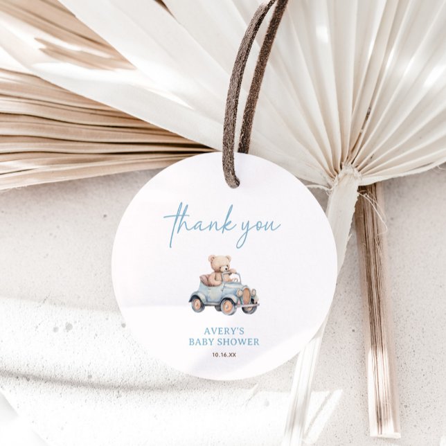 Étiquettes Cadeau Baby shower d'attente de l'ours bleu Teddy Bearly (Créateur téléchargé)