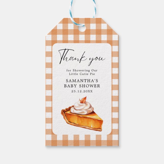 Étiquettes-cadeau Baby shower d'automne du Citrouille Cutie Pie En v (Devant)