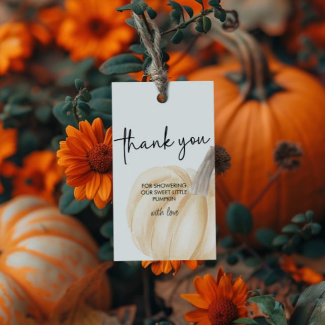 Étiquettes-cadeau Baby shower d'automne Petit rectangle Citrouille (Créateur téléchargé)