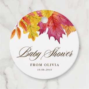 Étiquettes Cadeau Baby shower d'automne Rustique Feuille