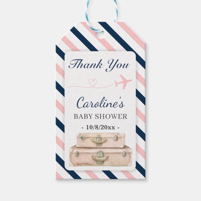 Étiquettes-cadeau Baby shower d'avion de voyage Sprinkle Neutral Fav (Devant)