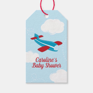 Étiquettes-cadeau Baby shower d'avion rétro