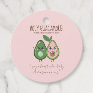 Étiquettes Cadeau Baby shower d'Avocado rose Saint-Guacamole