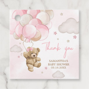 Étiquettes Cadeau Baby shower de ballon d'ours rose Boho