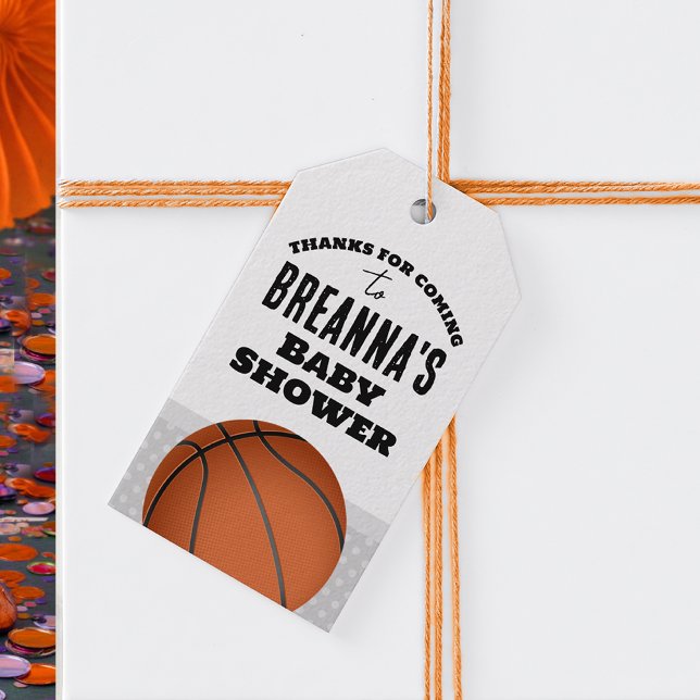 Étiquettes-cadeau Baby shower de basket-ball Merci Favoriser (Basketball Baby Shower Favor Tags)