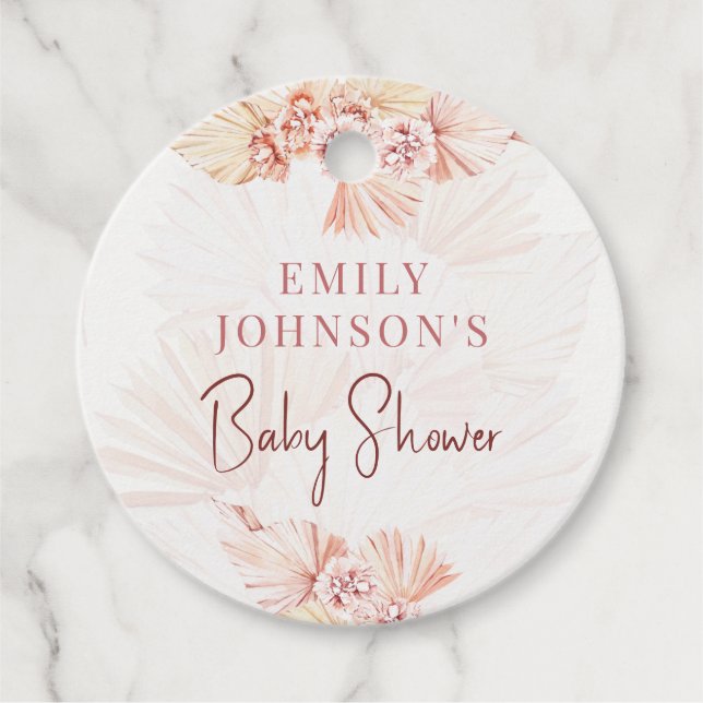 Étiquettes Cadeau Baby shower de Bohême Pampas Grass Neutre Arrosage (Devant)