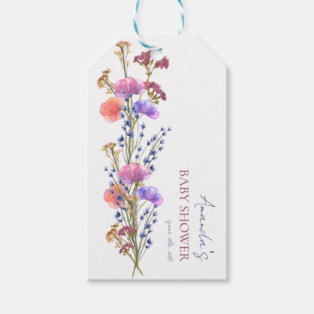 Étiquettes-cadeau Baby shower de bouquet floral acrylique délicat (Devant)